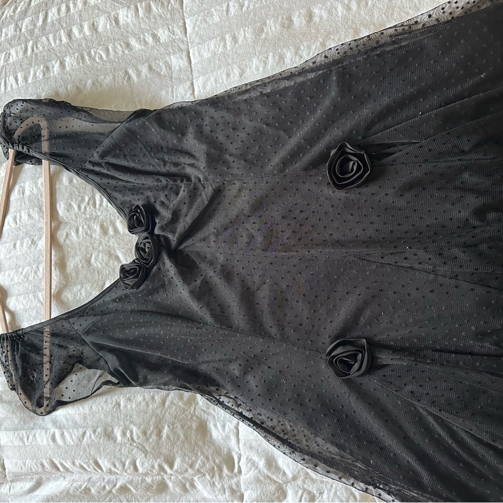 Kimchi Blue Black Sheer Chemise with Floral Accents